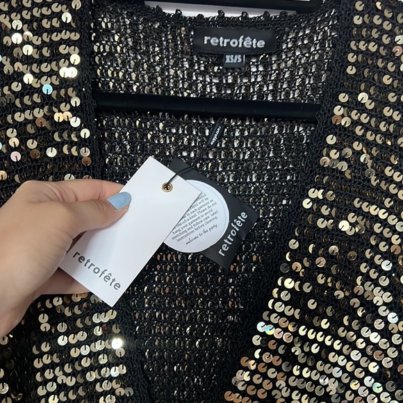 ❌SOLD❌ retrofete Lucia Dress in Black & Gold XS/S - Picture 11 of 13